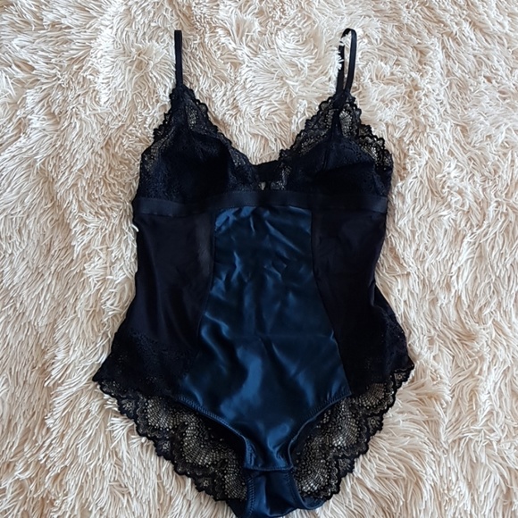 New Look Other - New Look Black Blue Sheer Lace Bodysuit